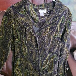 Coldwater Creek Green and Black Paisley Jacket